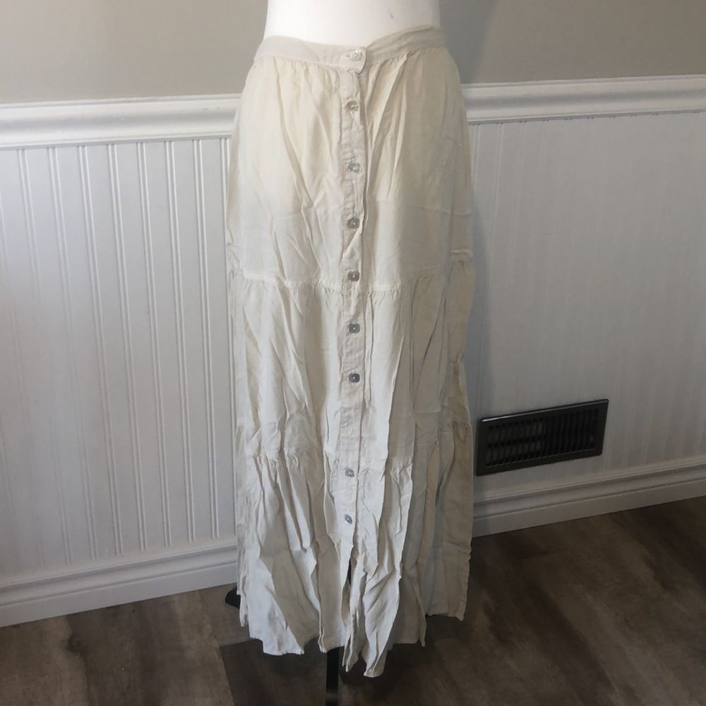 Russ Berens tiered cream maxi skirt